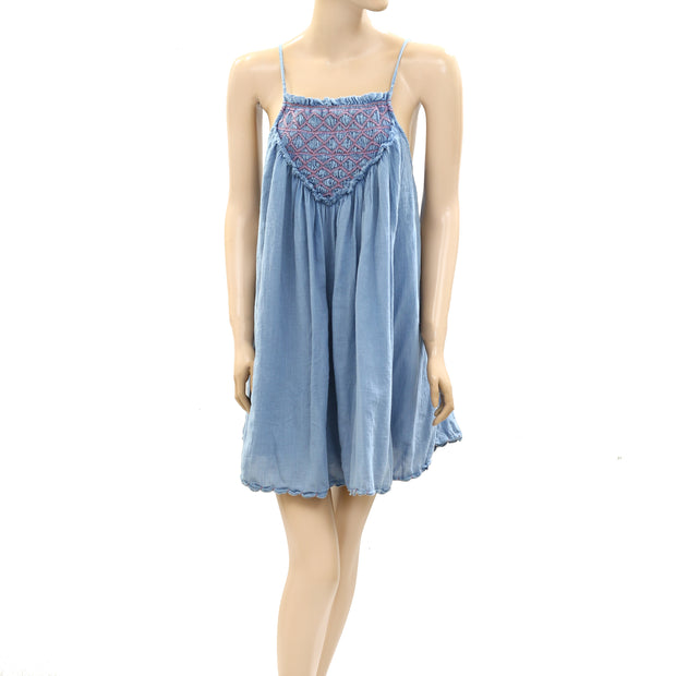 Free People Crystal Cove Smocked Mini Dress