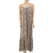 By Anthropologie The Malika Printed Slip Maxi Dress