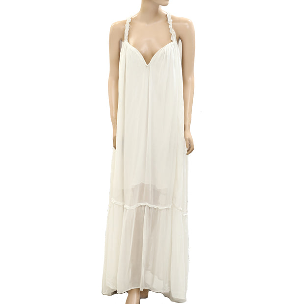 By Anthropologie Ruffle Slip Maxi Dress