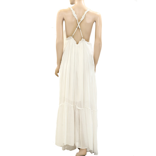 By Anthropologie Ruffle Slip Maxi Dress