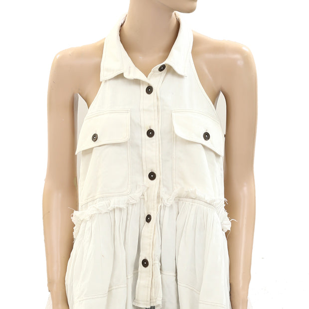 Pilcro Anthropologie Halter Twofer Tank Blouse Top