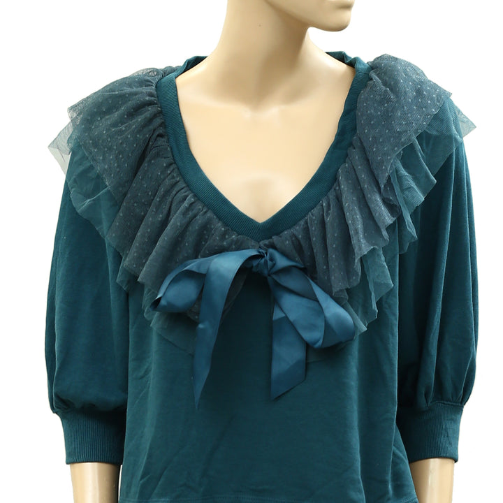 Anthropologie Maeve Ruffle Bow Blouse Top