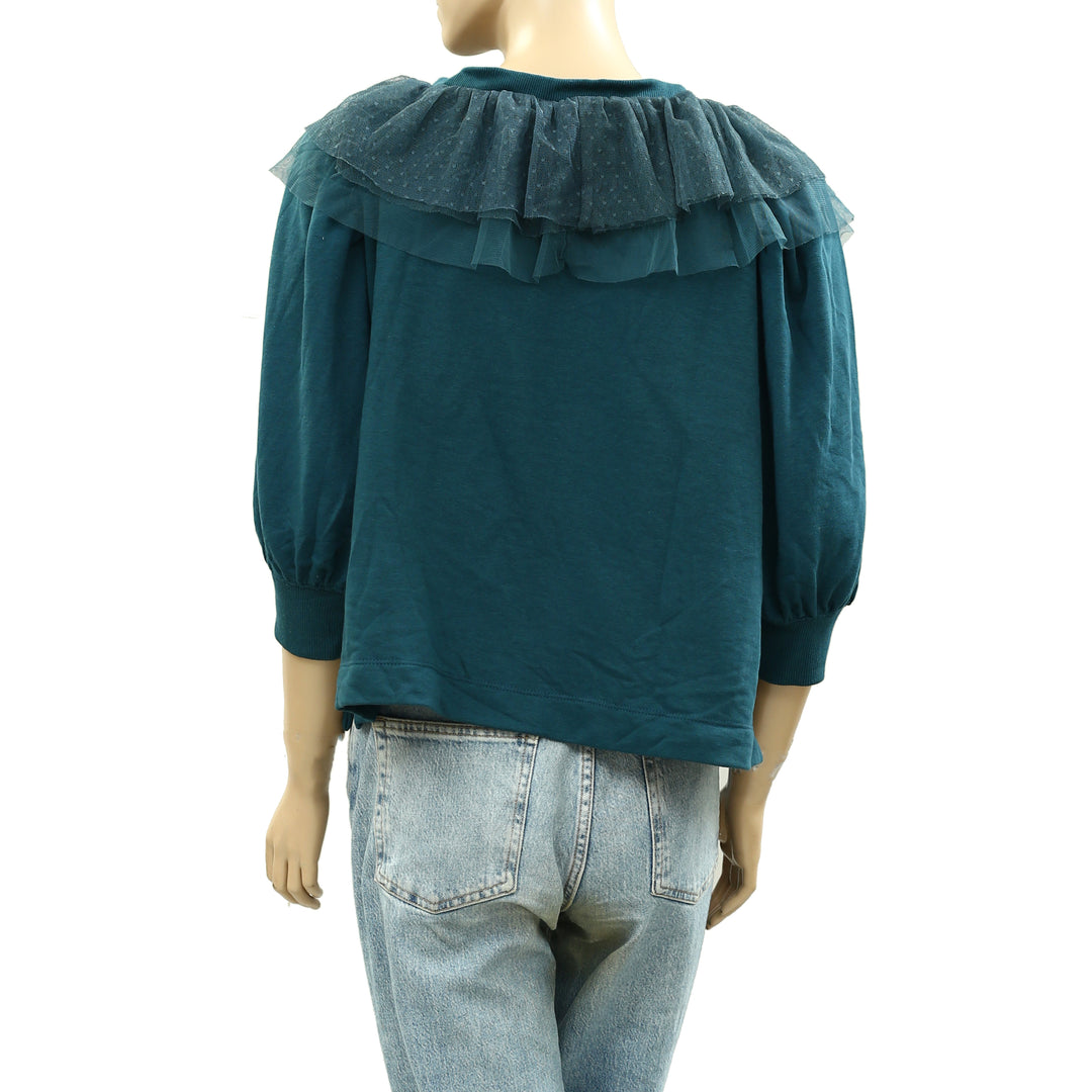 Anthropologie Maeve Ruffle Bow Blouse Top