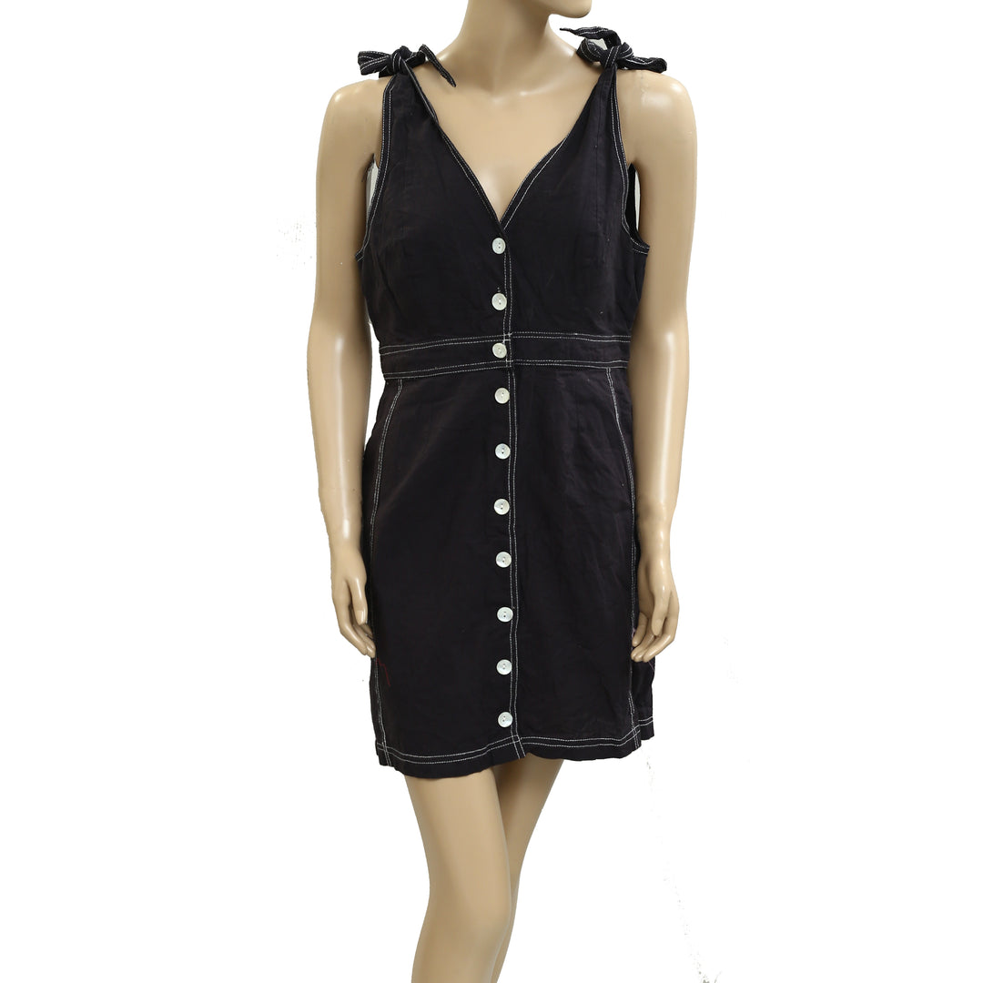 free people around town mini dress Free People | Dresses | Free People About Town Mini Dress Embroidered Sleeveless Black Bow M New 28052