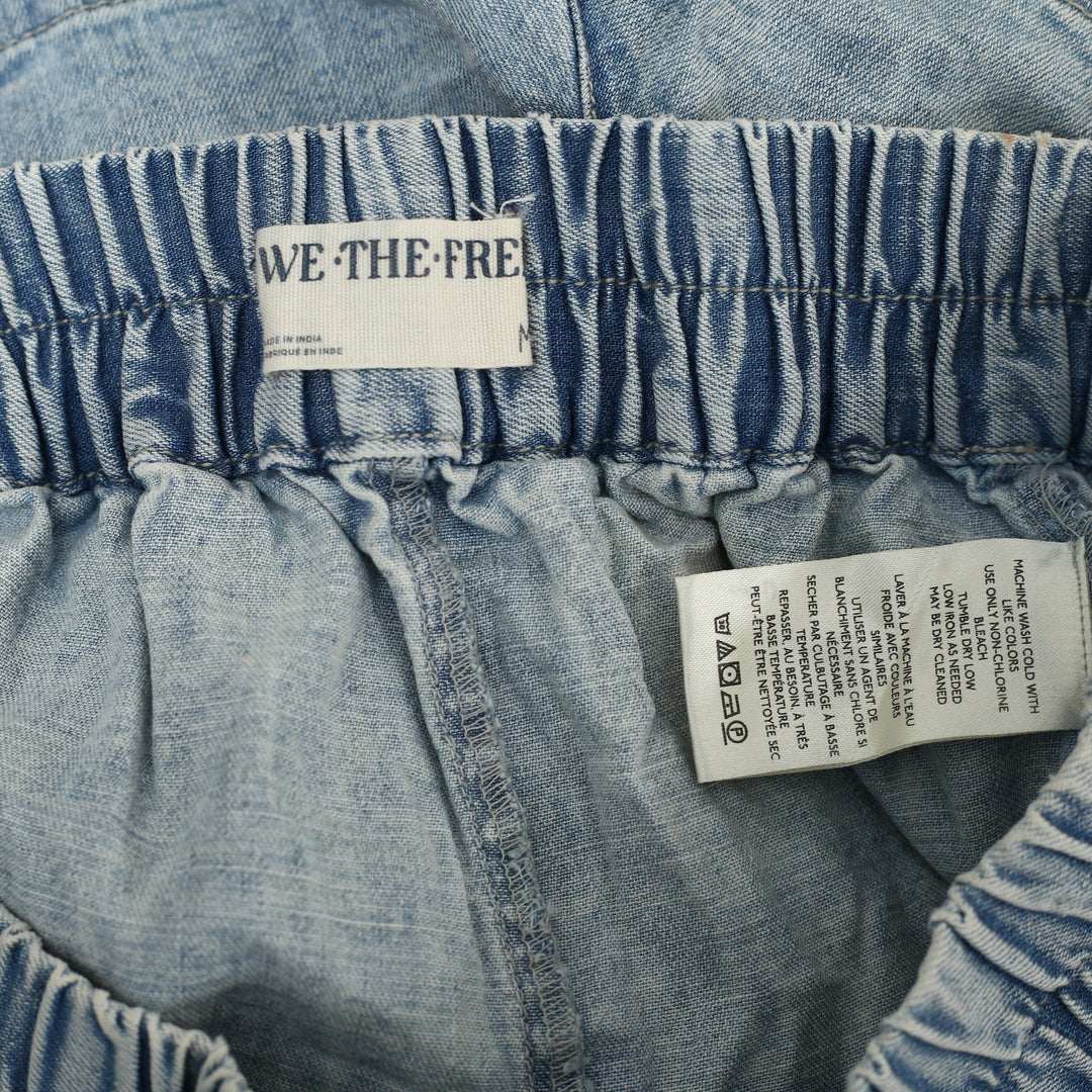Free People We The Free Get Free Chambray Pull-On Shorts