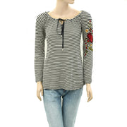 Caite Anthropologie Floral Embroidered Tunic Blouse Top
