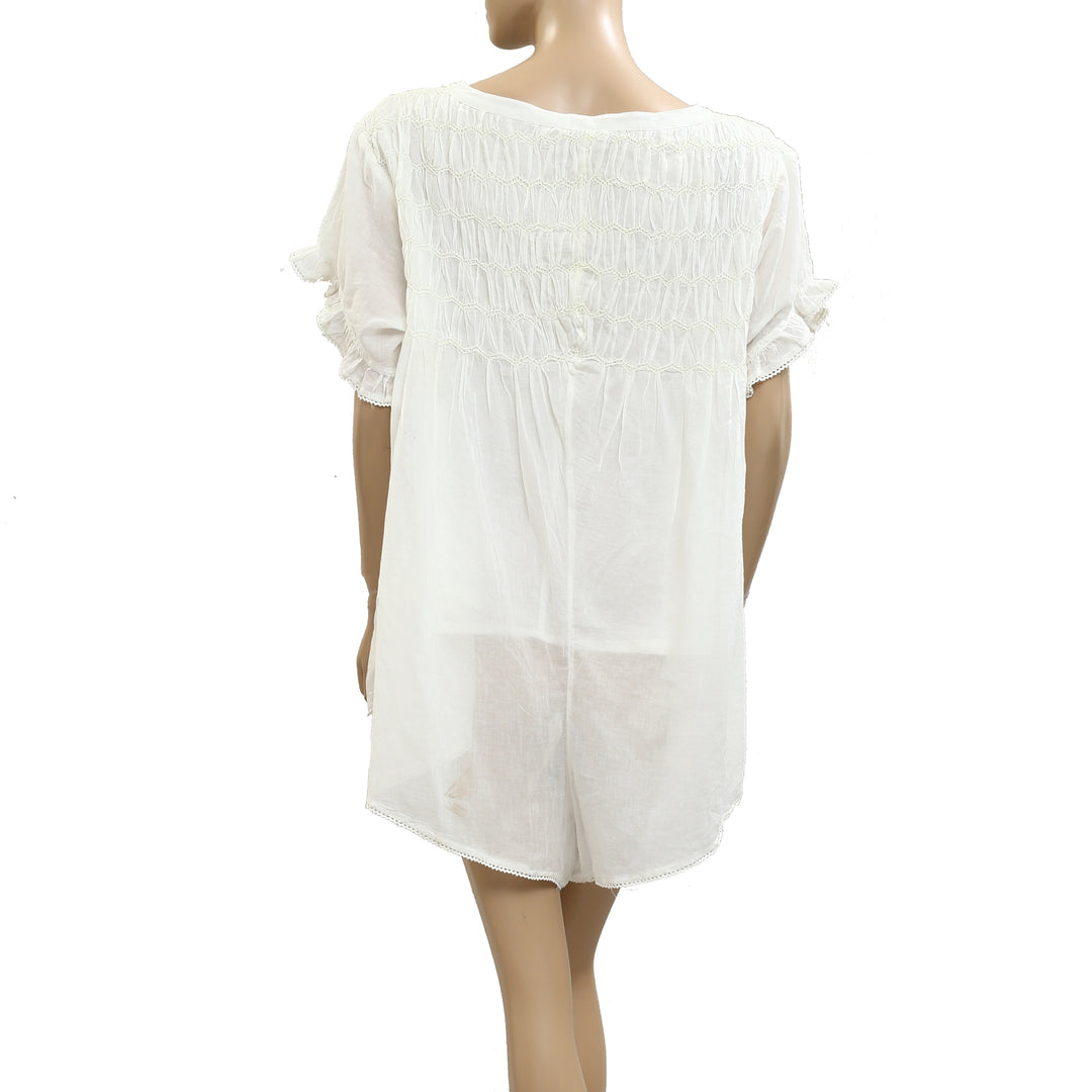 Free People Ruched Lace Romper