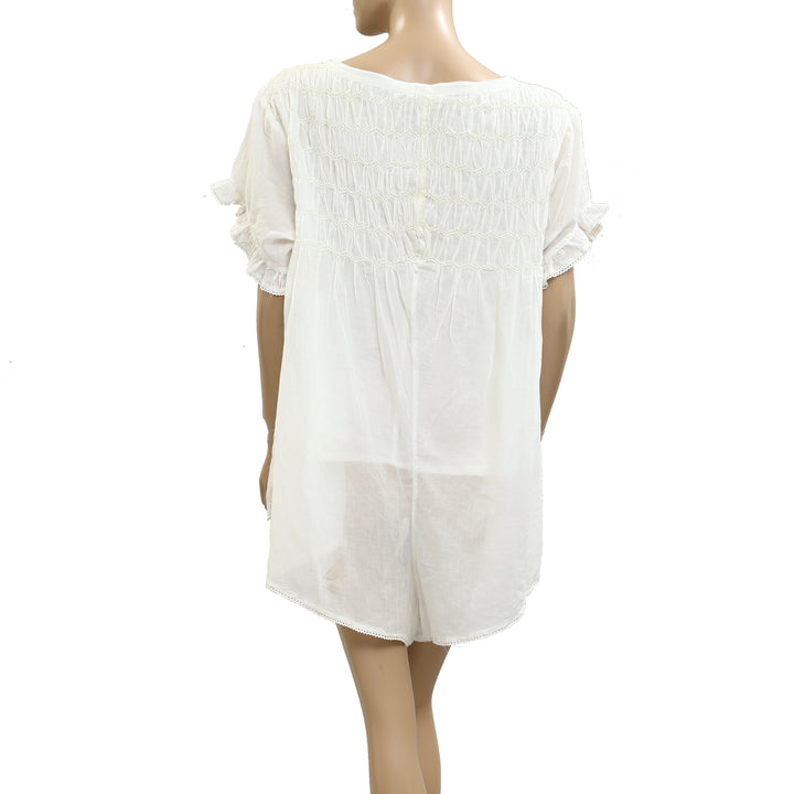 Free People Ruched Lace Romper