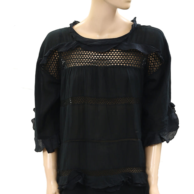 Isabel Marant Etoile Crochet Lace Black Mini Dress