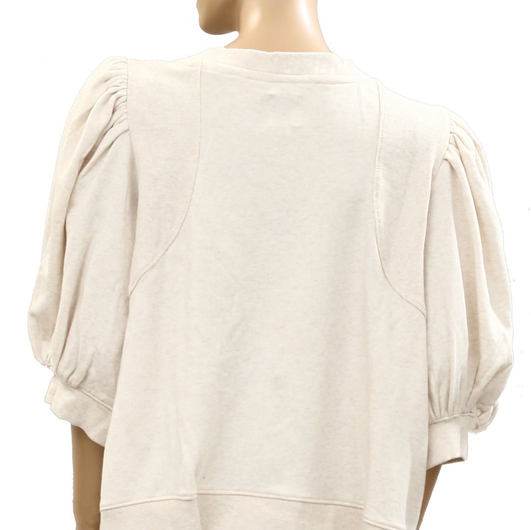 Maeve by Anthropologie Short Puff-Sleeve Sweatshirt Top