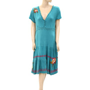 Caite Anthropologie Embroidered Smocked Dress