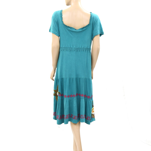 Caite Anthropologie Embroidered Smocked Dress