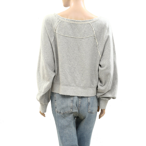 Free People Solid Cotton Sweatshirt Top