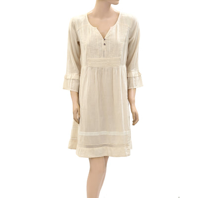 Odd Molly Anthropologie Pintuck Lace Ruffle Mini Dress