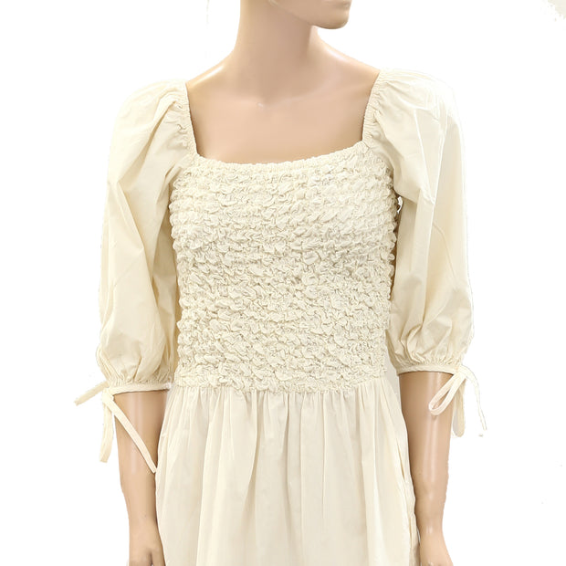 Saylor Anthropologie Popcorn Smocked Cotton Mini Dress