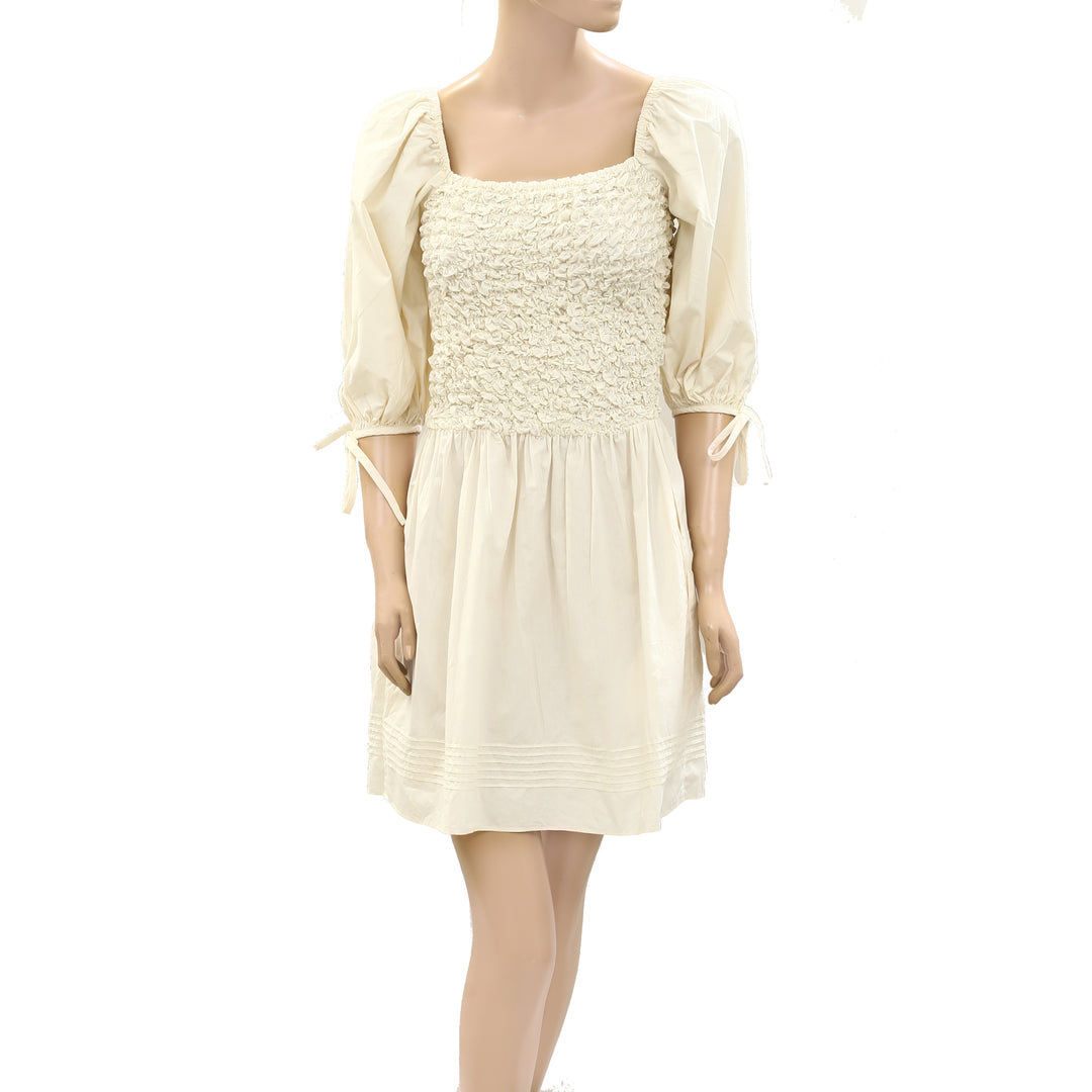 Saylor Anthropologie Popcorn Smocked Cotton Mini Dress – White Chocolate Couture Saylor Anthropologie Popcorn Smocked Cotton Mini Dress – White Chocolate Couture