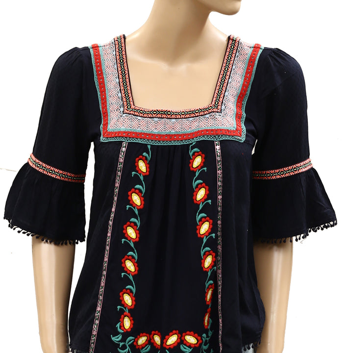 Anthropologie Dakota Embroidered Blouse Top