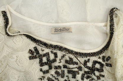 Lucky Brand Beaded Lace Blouse Top