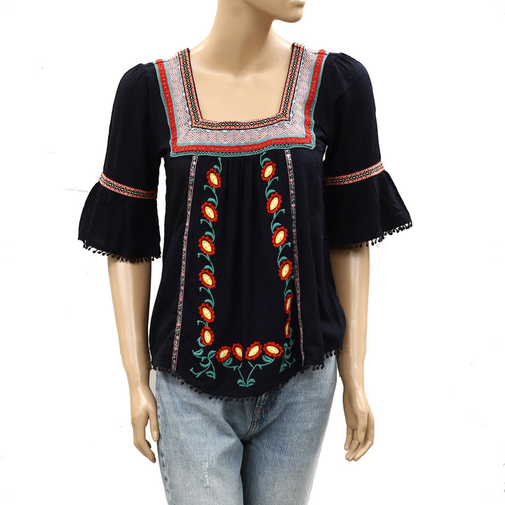 Anthropologie Dakota Embroidered Blouse Top