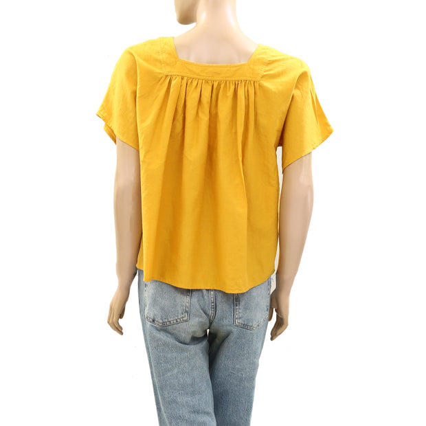 Frye x Anthropologie Marin Yellow Blouse Top