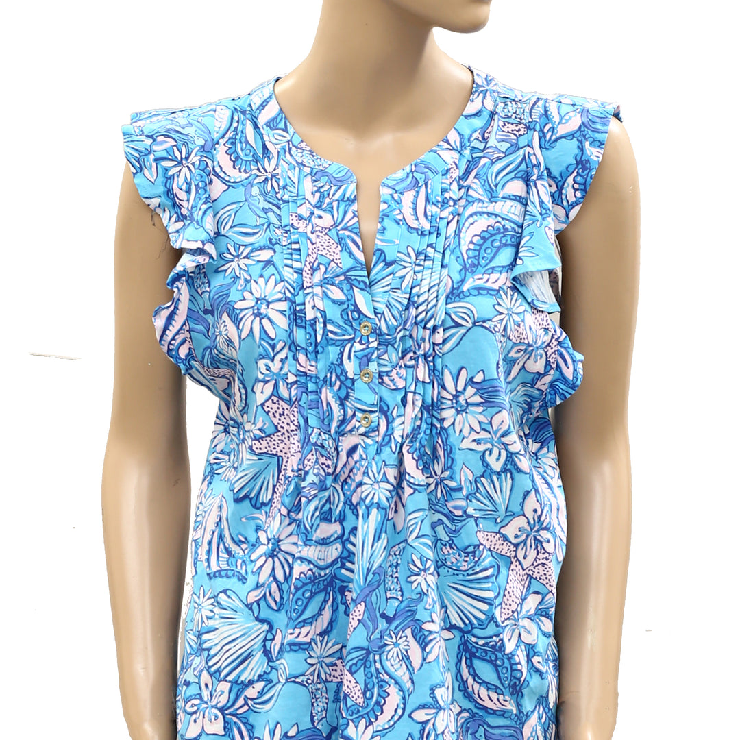Lilly Pulitzer Golda Blouse Top Amalfi Sound The Sirens
