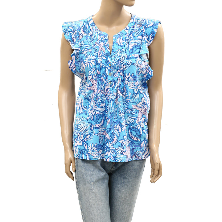 Lilly Pulitzer Golda Blouse Top Amalfi Sound The Sirens