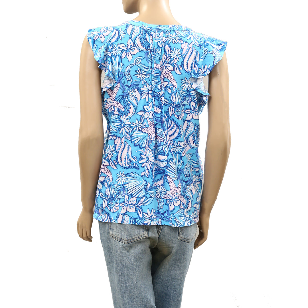 Lilly Pulitzer Golda Blouse Top Amalfi Sound The Sirens