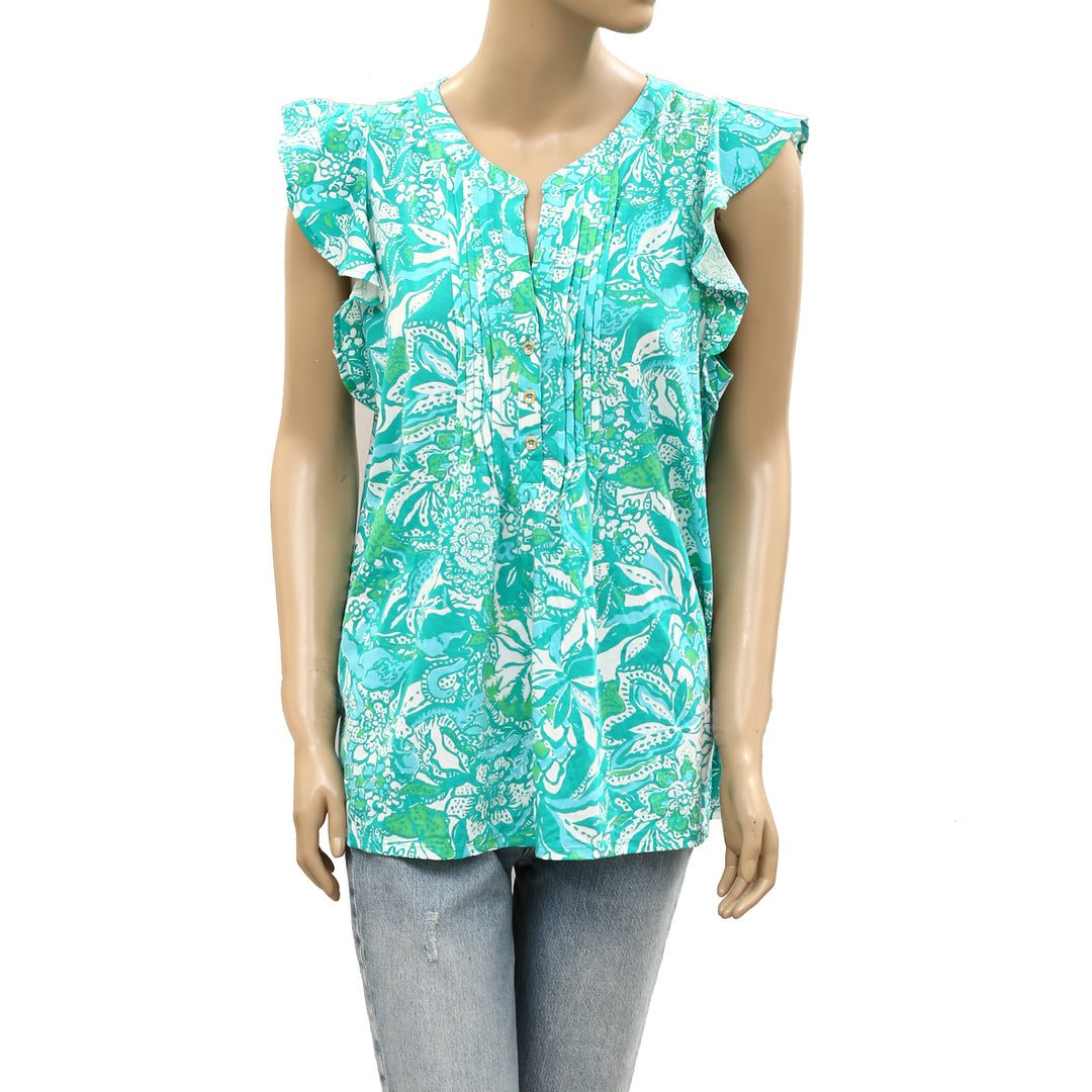 Lilly Pulitzer Golda Blouse Top Amalfi Sound The Sirens