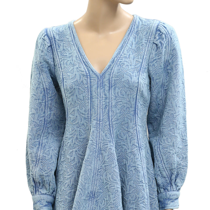 Pilcro Anthropologie Textured Blue Mini Dress