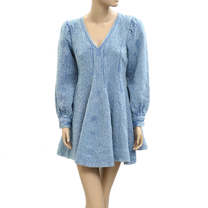 Pilcro Anthropologie Textured Blue Mini Dress