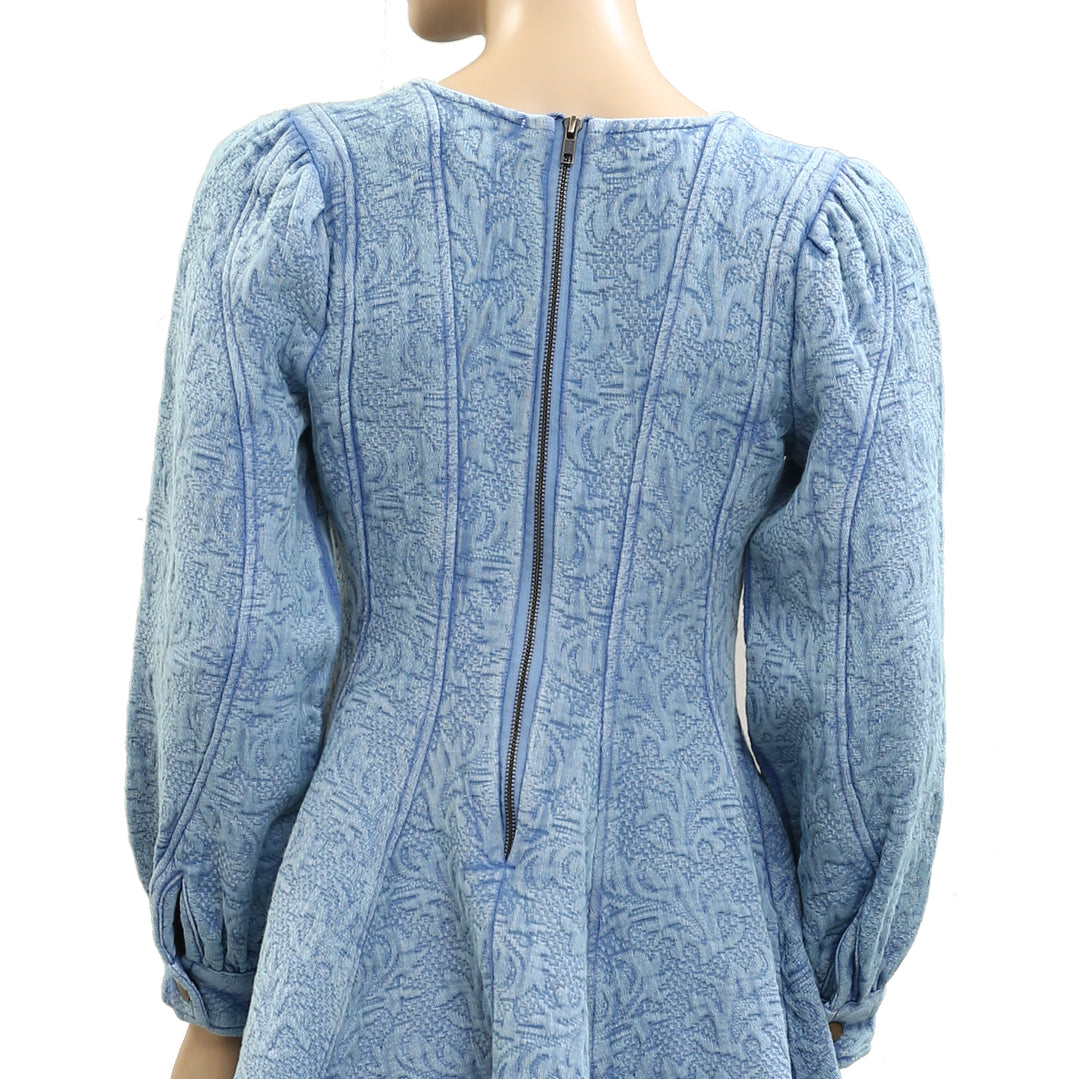 Pilcro Anthropologie Textured Blue Mini Dress