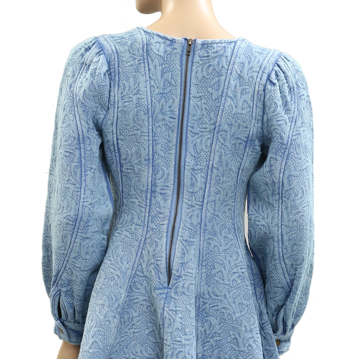 Pilcro Anthropologie Textured Blue Mini Dress
