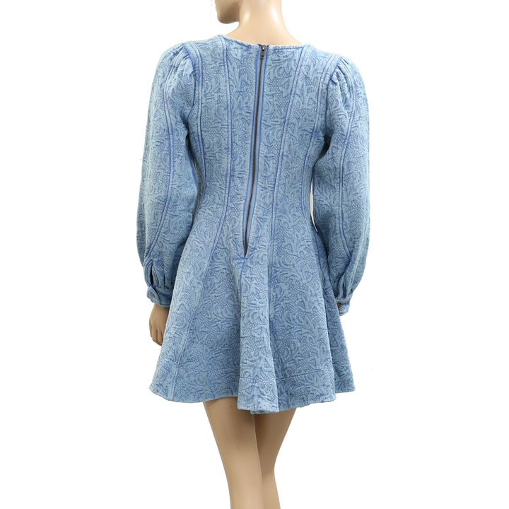 Pilcro Anthropologie Textured Blue Mini Dress