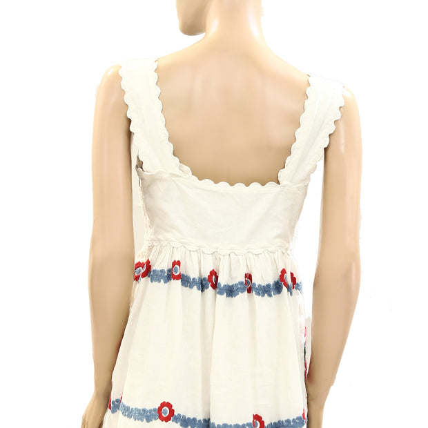 Sezane Floral Embroidered Patchwork Mini Dress