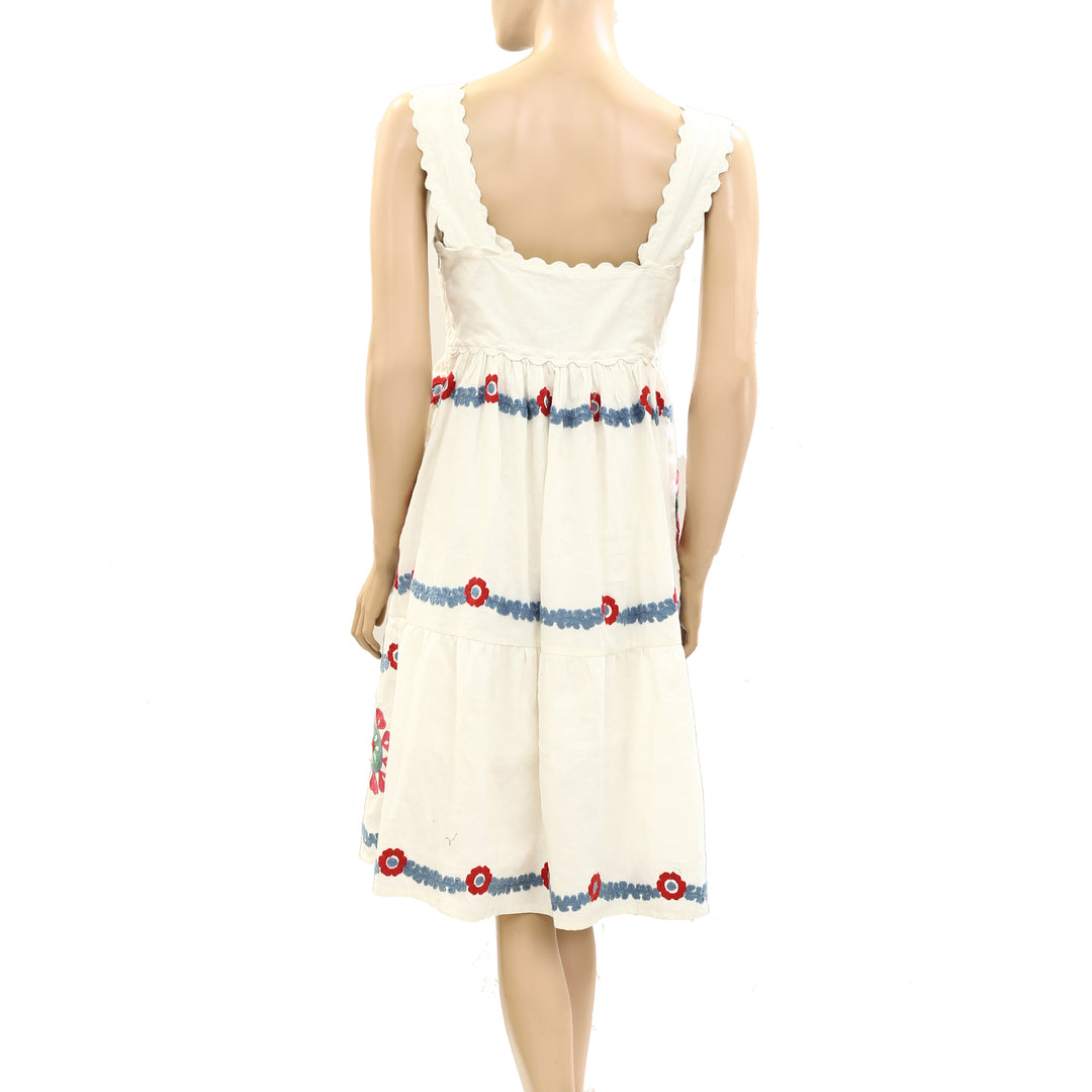 Sezane Floral Embroidered Patchwork Mini Dress