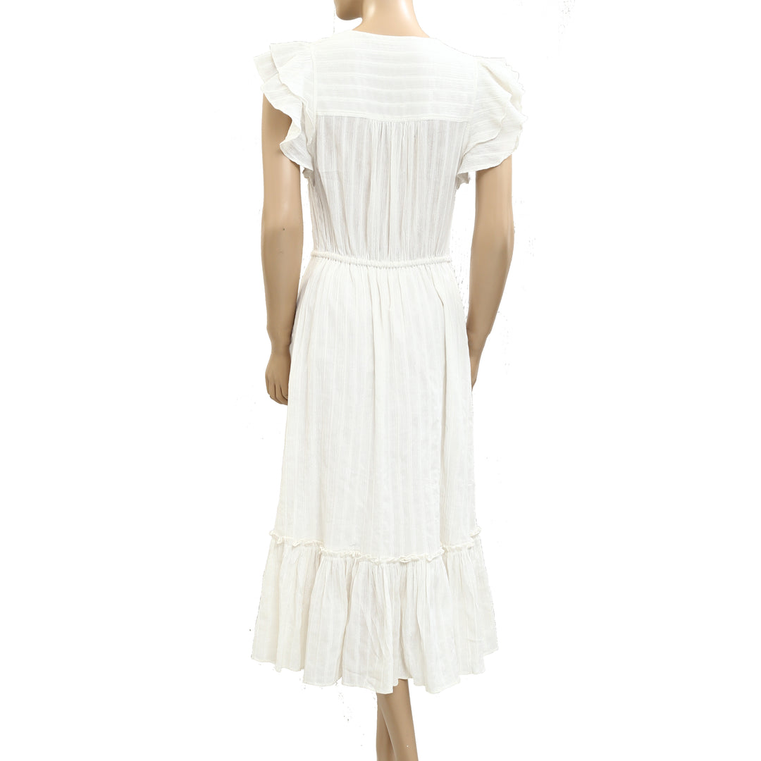 Veronica Beard Tinzia Lurex-Striped Midi Dress