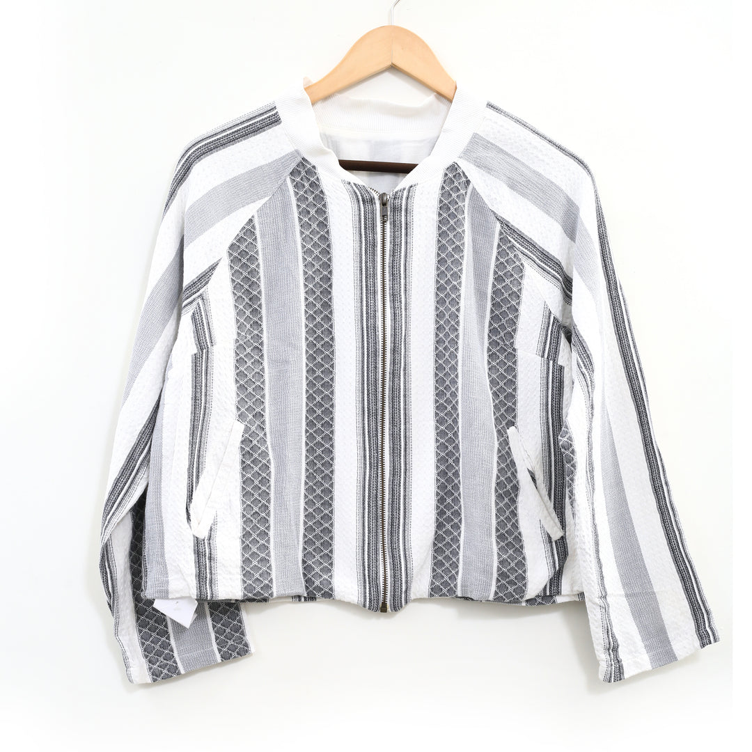 Anthropologie Striped Printed Blouse Top Jacket