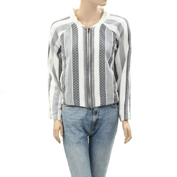 Anthropologie Striped Printed Blouse Top Jacket