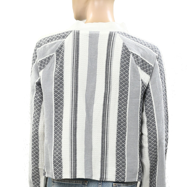 Anthropologie Striped Printed Blouse Top Jacket