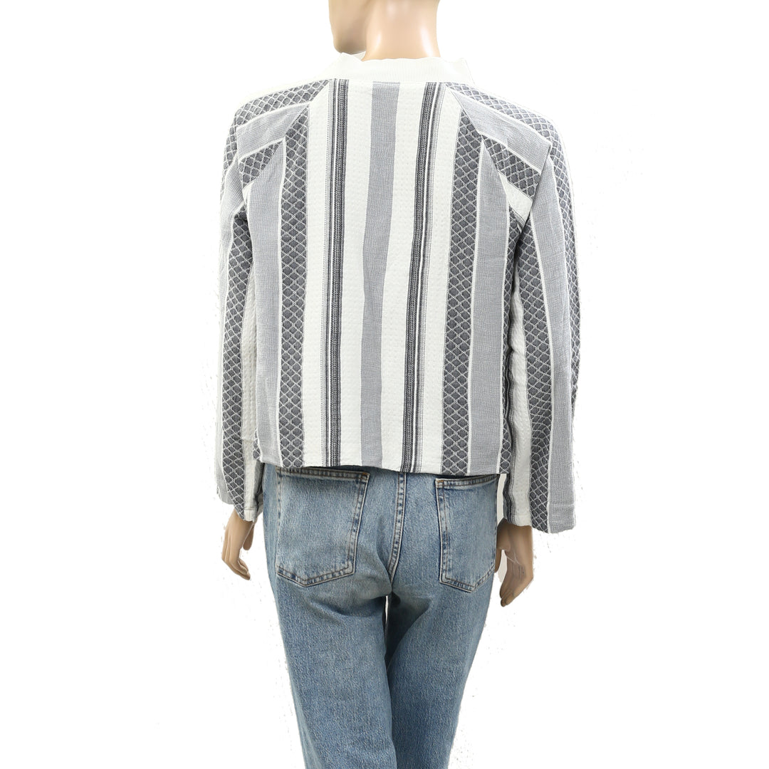 Anthropologie Striped Printed Blouse Top Jacket