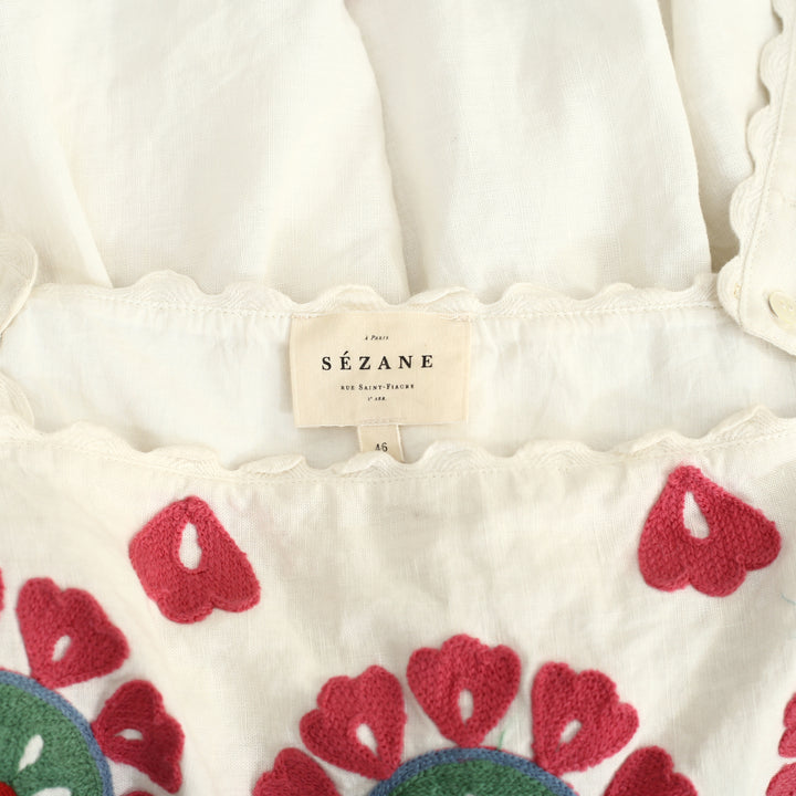 Sezane Floral Embroidered Patchwork Tunic Tank Top