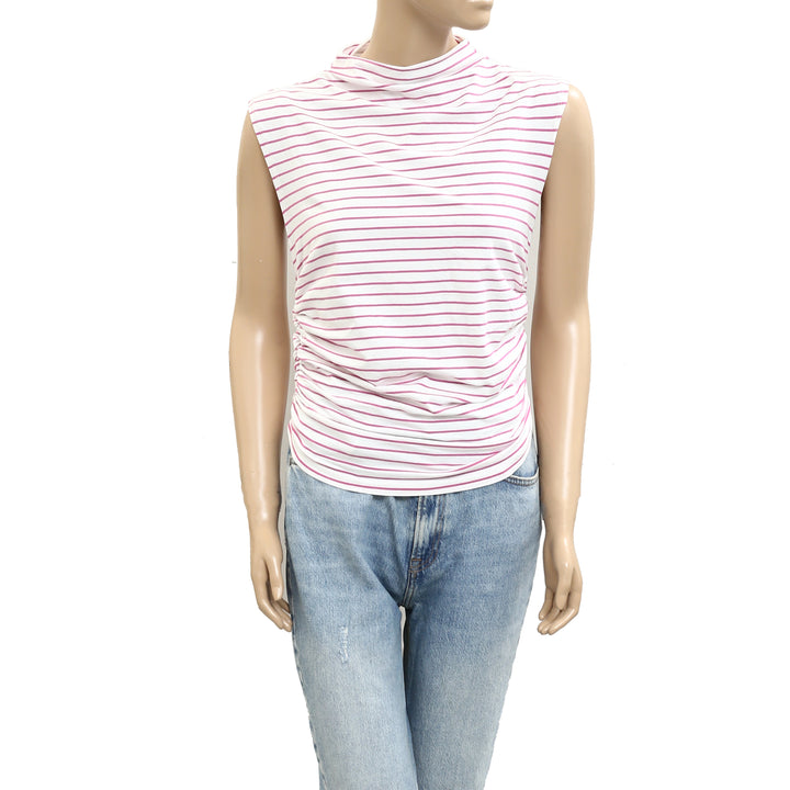 Maeve Anthropologie Mock-Neck Striped Printed Tank Blouse Top