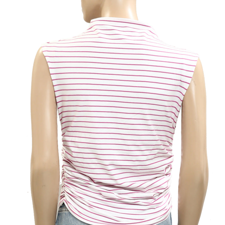 Maeve Anthropologie Mock-Neck Striped Printed Tank Blouse Top