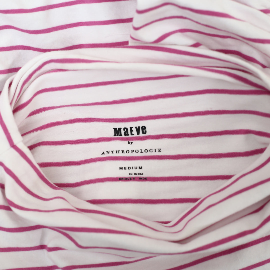 Maeve Anthropologie Mock-Neck Striped Printed Tank Blouse Top