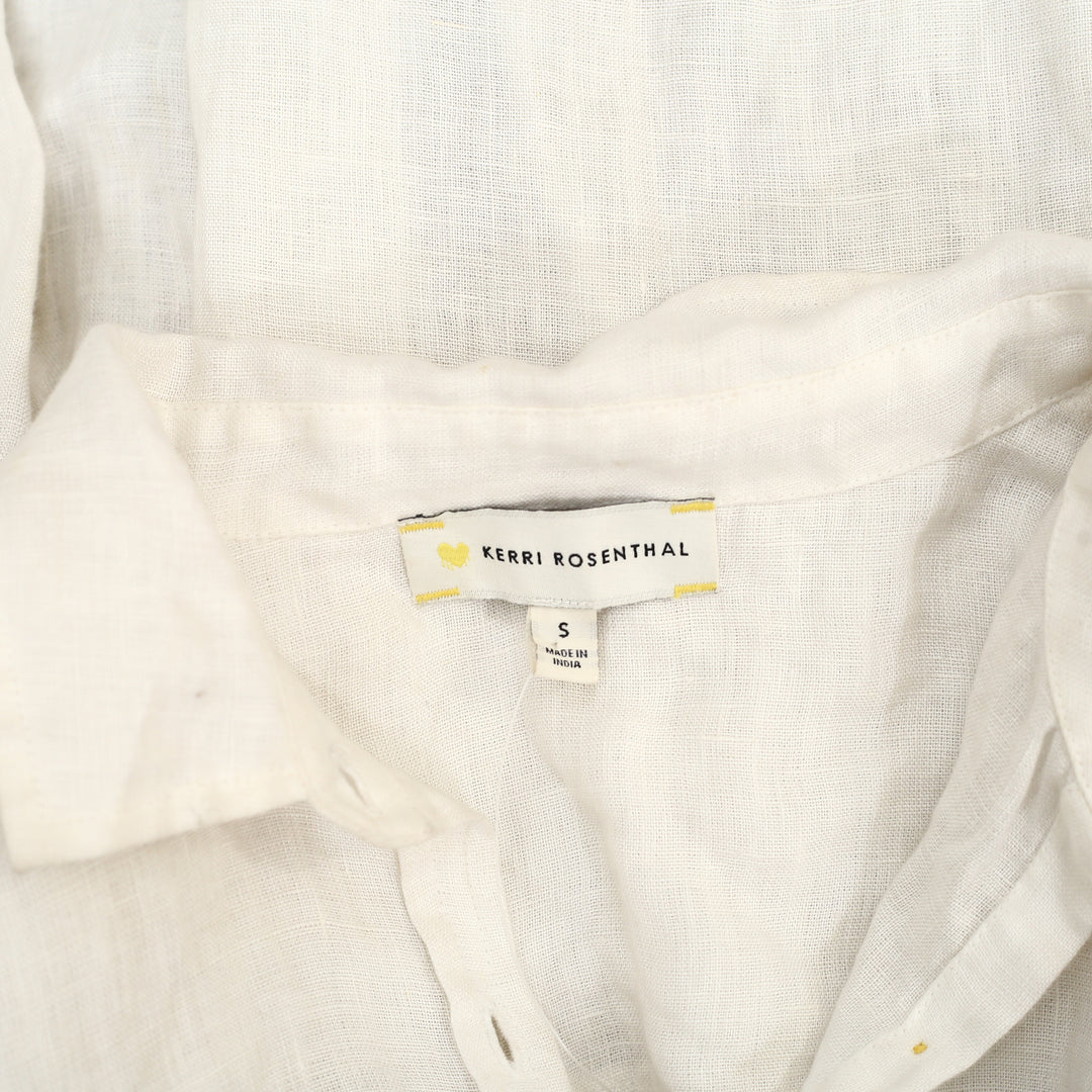 Kerri Rosenthal Linen Curved Hem Shirt Tunic Top