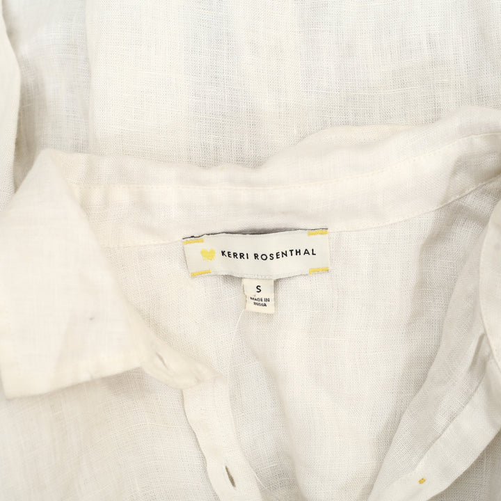 Kerri Rosenthal Linen Curved Hem Shirt Tunic Top