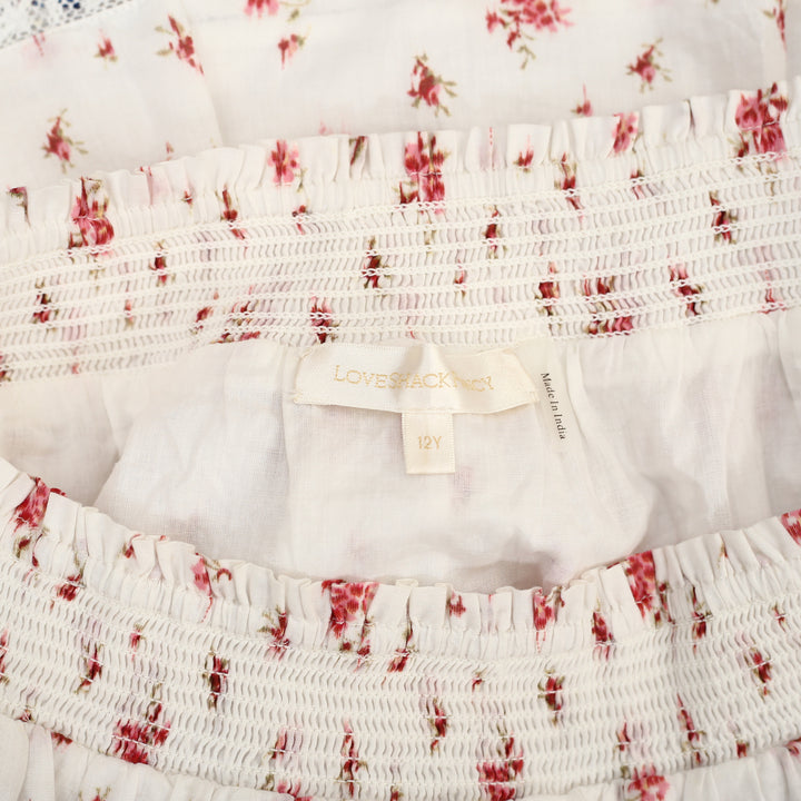 Loveshackfancy Ruffle Floral Printed Girls Mini Skirt