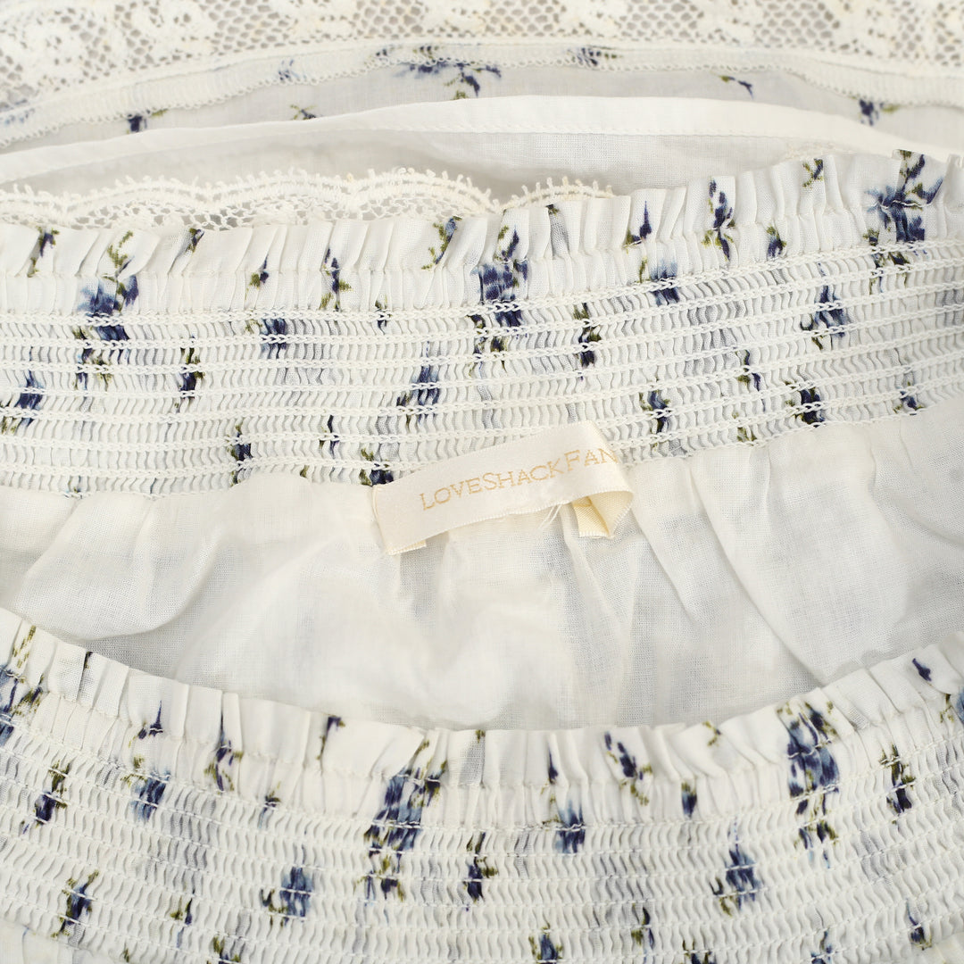 Loveshackfancy Ruffle Floral Print Girl Mini Skirt