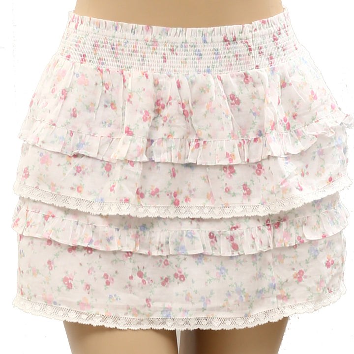 Loveshackfancy Ruffle Floral Print Girl Mini Skirt