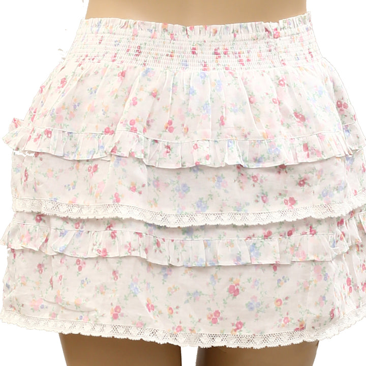 Loveshackfancy Ruffle Floral Print Girl Mini Skirt